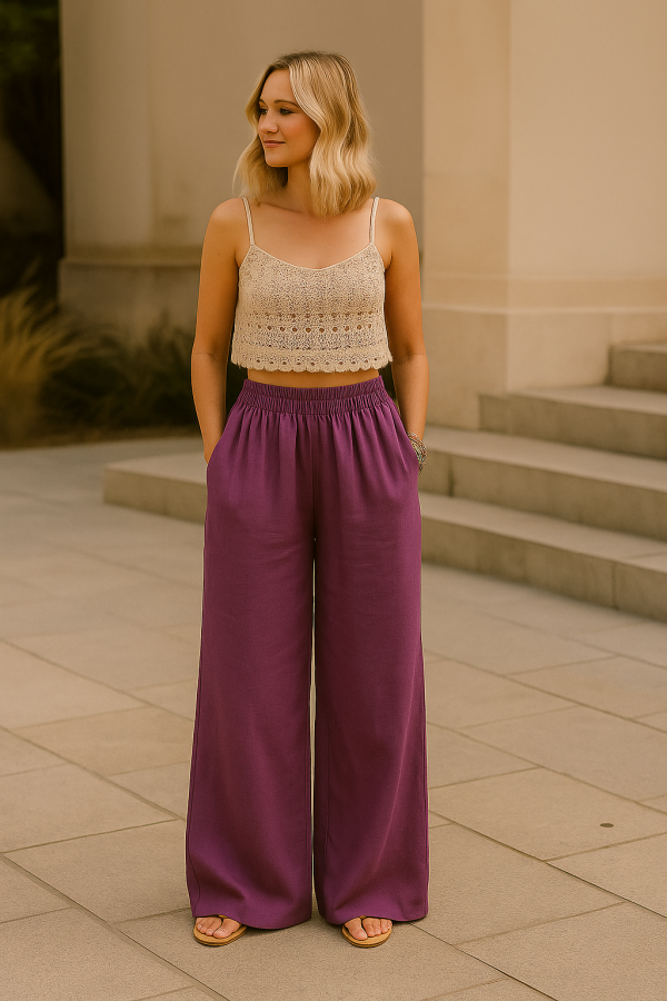 P004 Palazzo pants with elastic waistband pdf pattern Standard sizes S-4XL (A4, A3, A0) Afr. & Eng.Geweefde stowwe. - Image 7