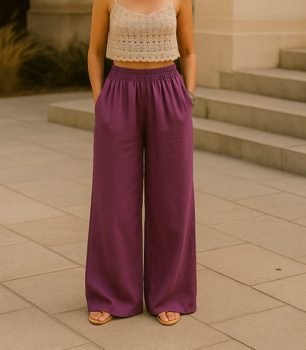 P004 Palazzo pants with elastic waistband pdf pattern Standard sizes S-4XL (A4, A3, A0) Afr. & Eng.Geweefde stowwe.