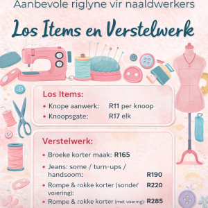 Pryslys - Maart 2026.  Aanbevole Riglyne vir Naaldwerkers - pdf - Gratis