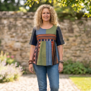 SM002 Recycled Fabric Boho Top Digital Sewing Pattern (PDF), S-5XL, (A0,A3,A4,Letter) English and Afrikaans